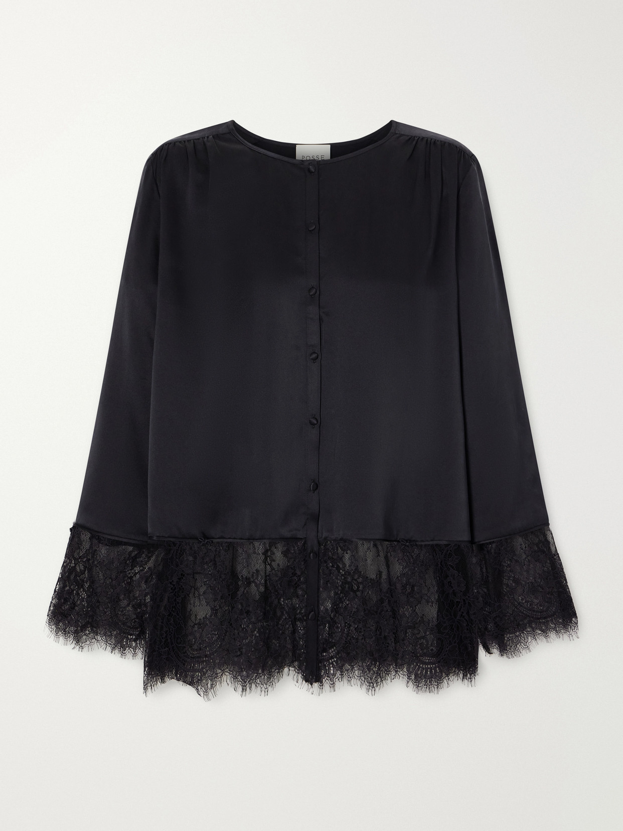 Blake Lace-Trimmed Silk-Charmeuse Shirt