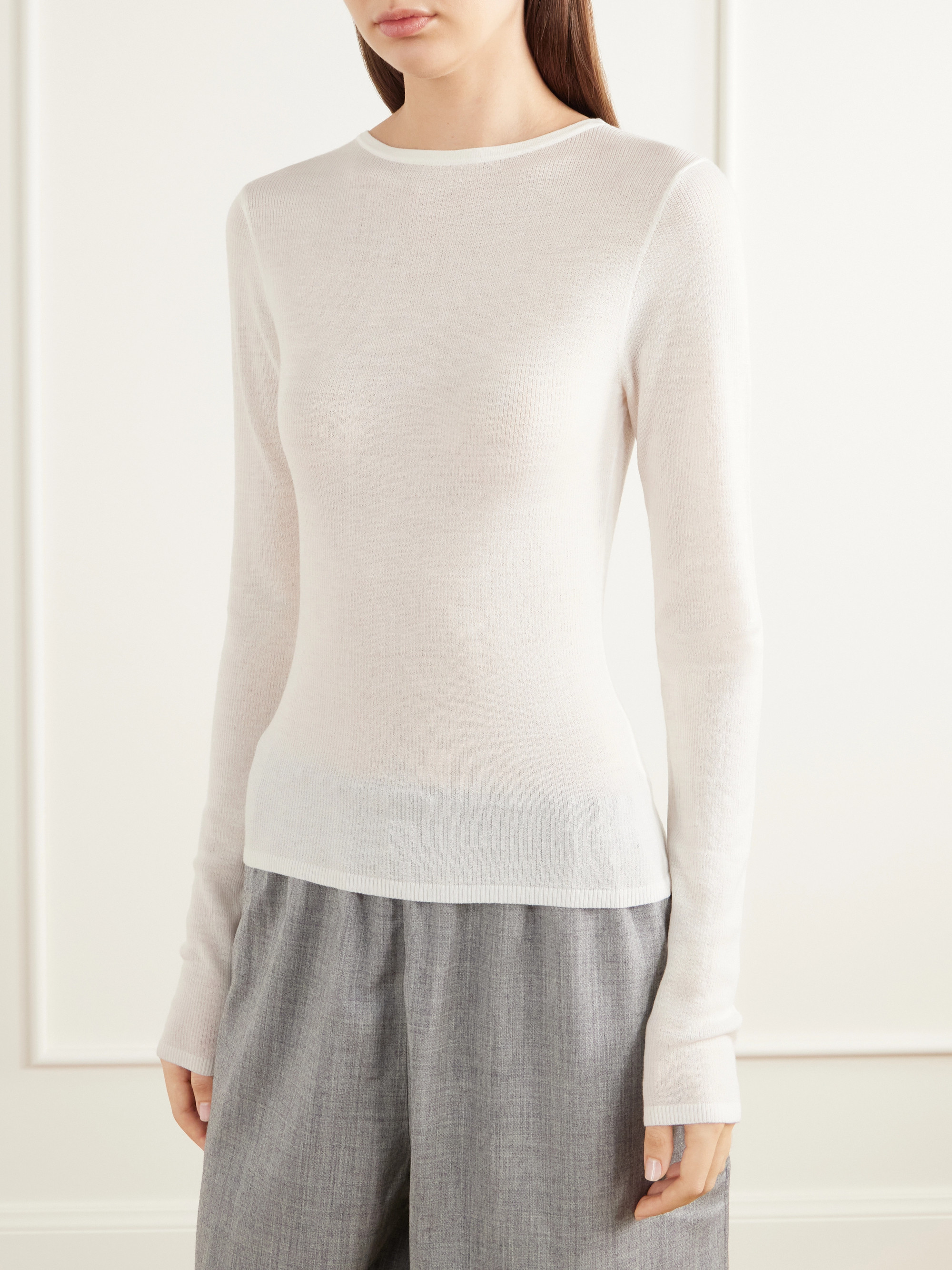 St. Agni Ribbed merino wool knitted top