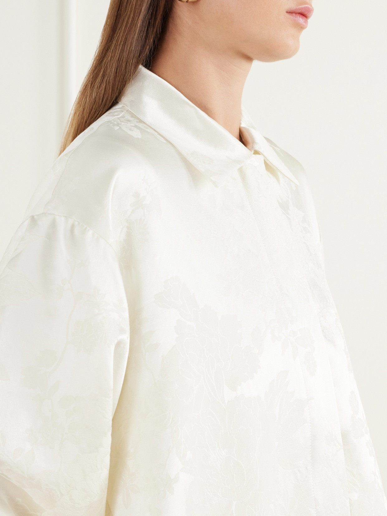 And Wool-Blend Floral-Jacquard Cloqué Coat