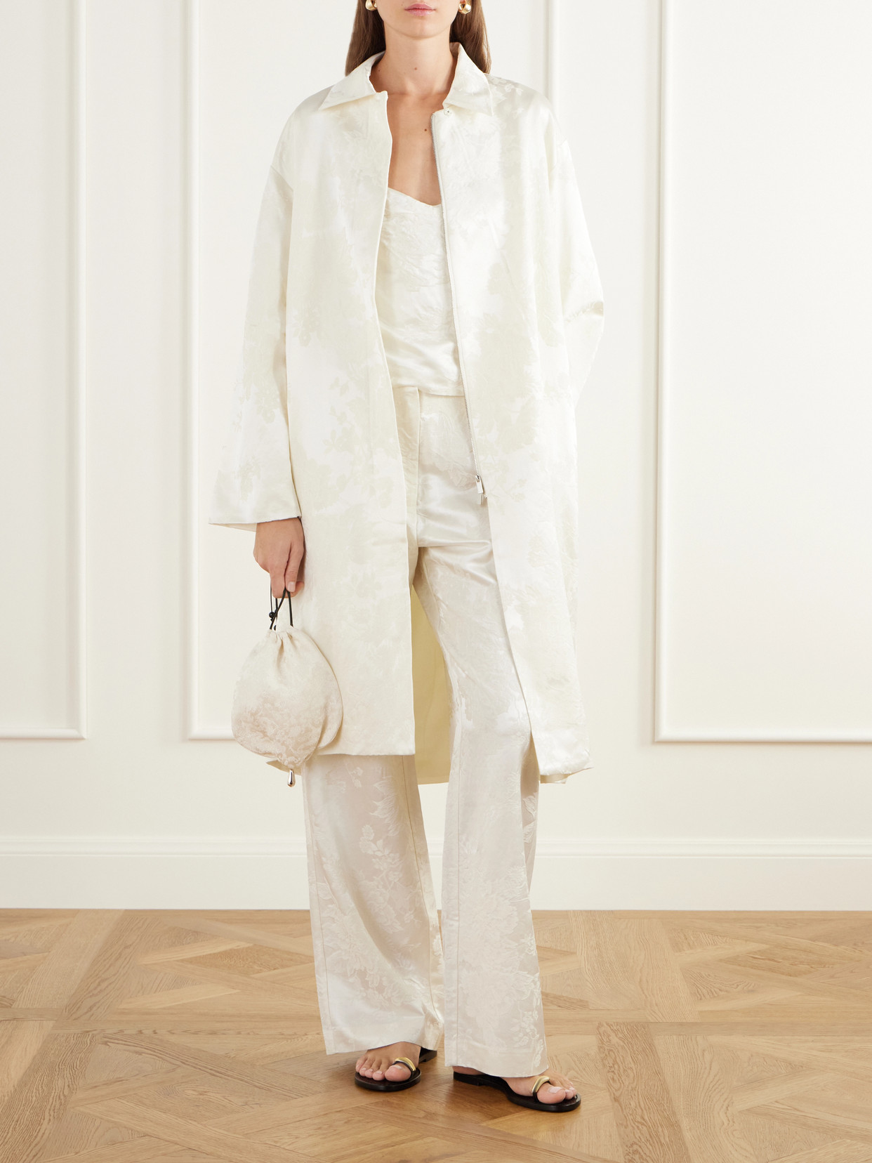 And Wool-Blend Floral-Jacquard Cloqué Coat