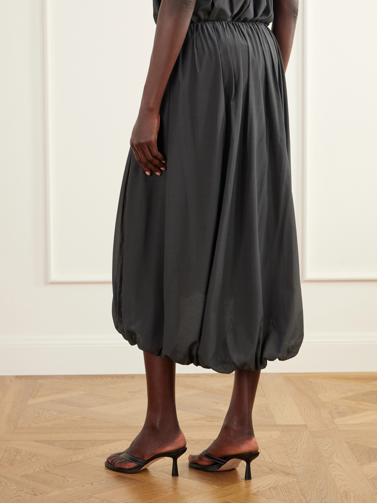 Balloon Gathered Chiffon Midi