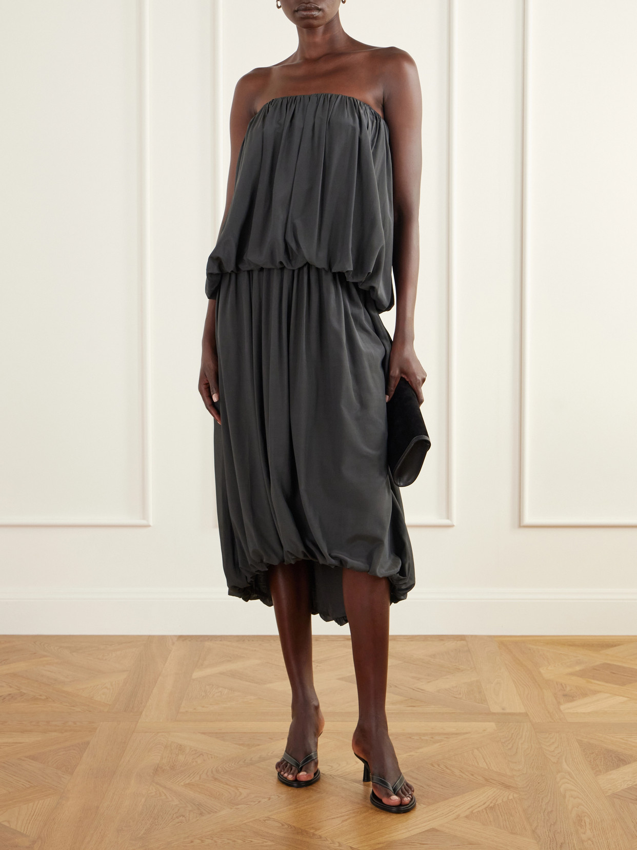 Balloon Gathered Chiffon Midi