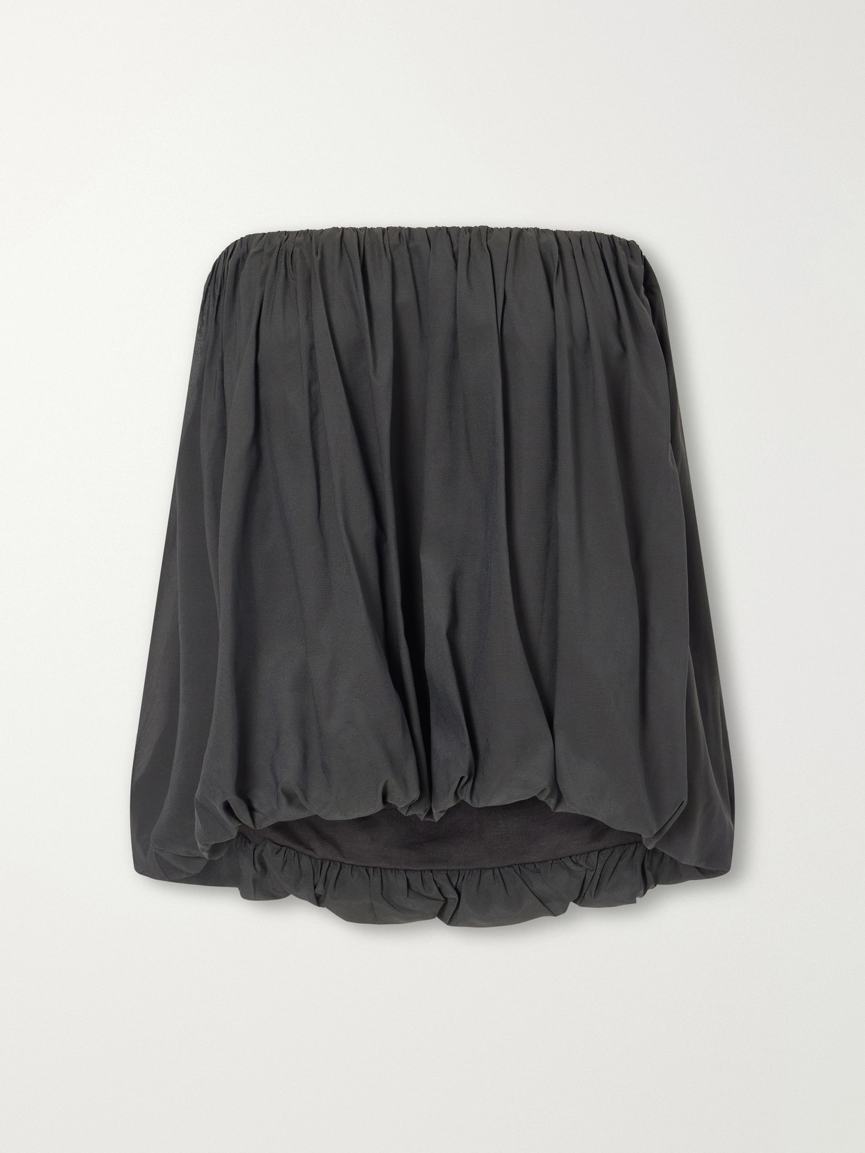 Balloon Strapless Gathered Chiffon Top