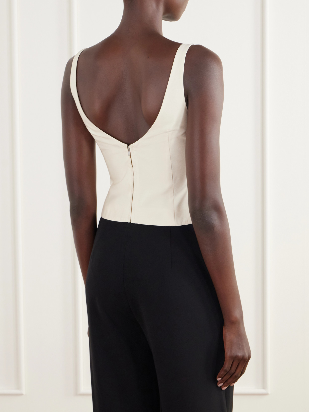 Draped Tussah Silk-Blend Bustier Top