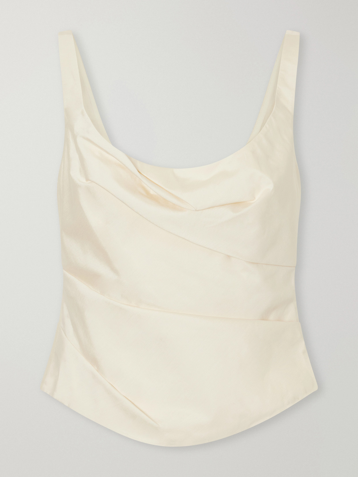 Draped Tussah Silk-Blend Bustier Top