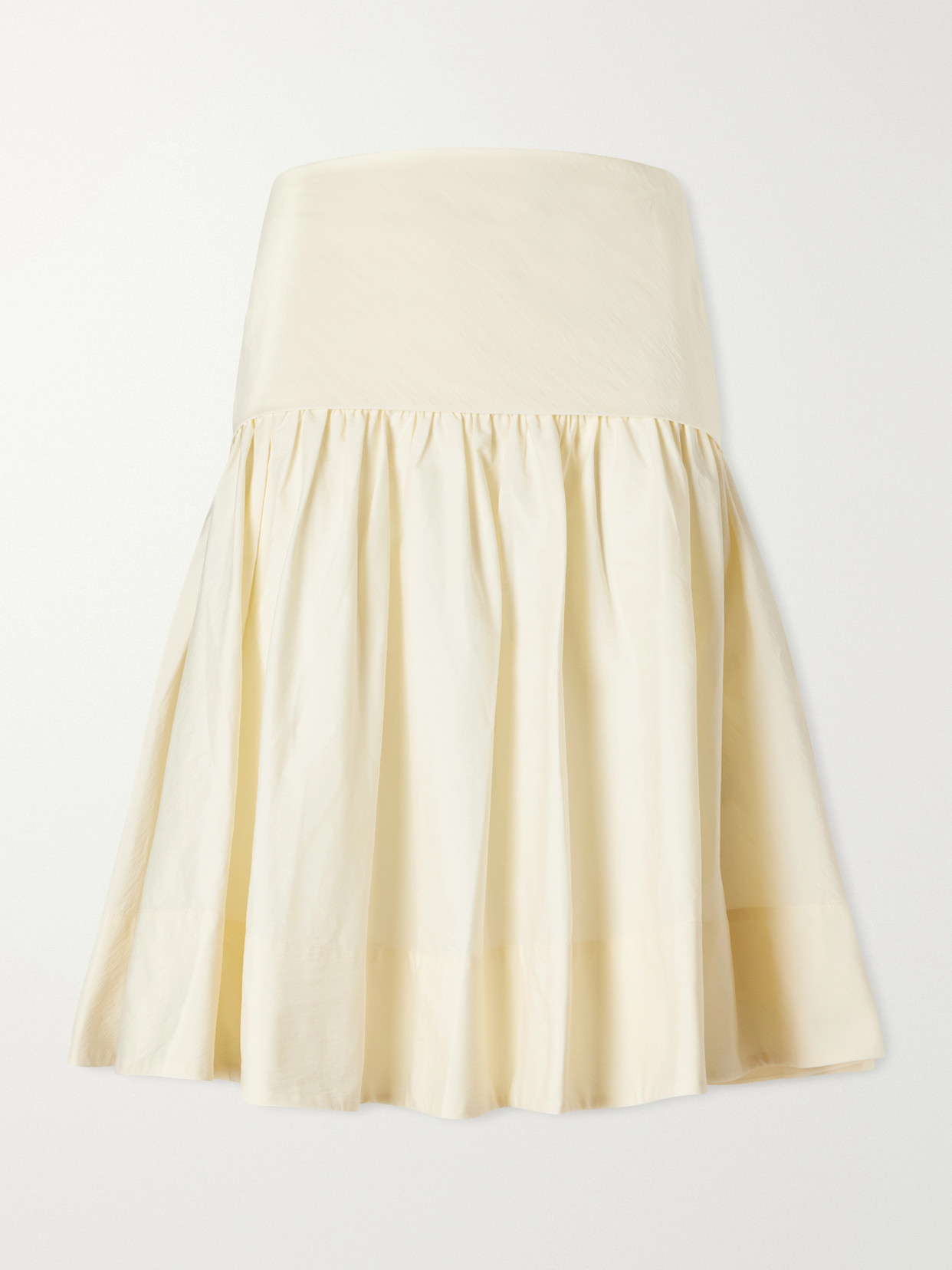 Gathered Cotton-Poplin Knee-Length Skirt