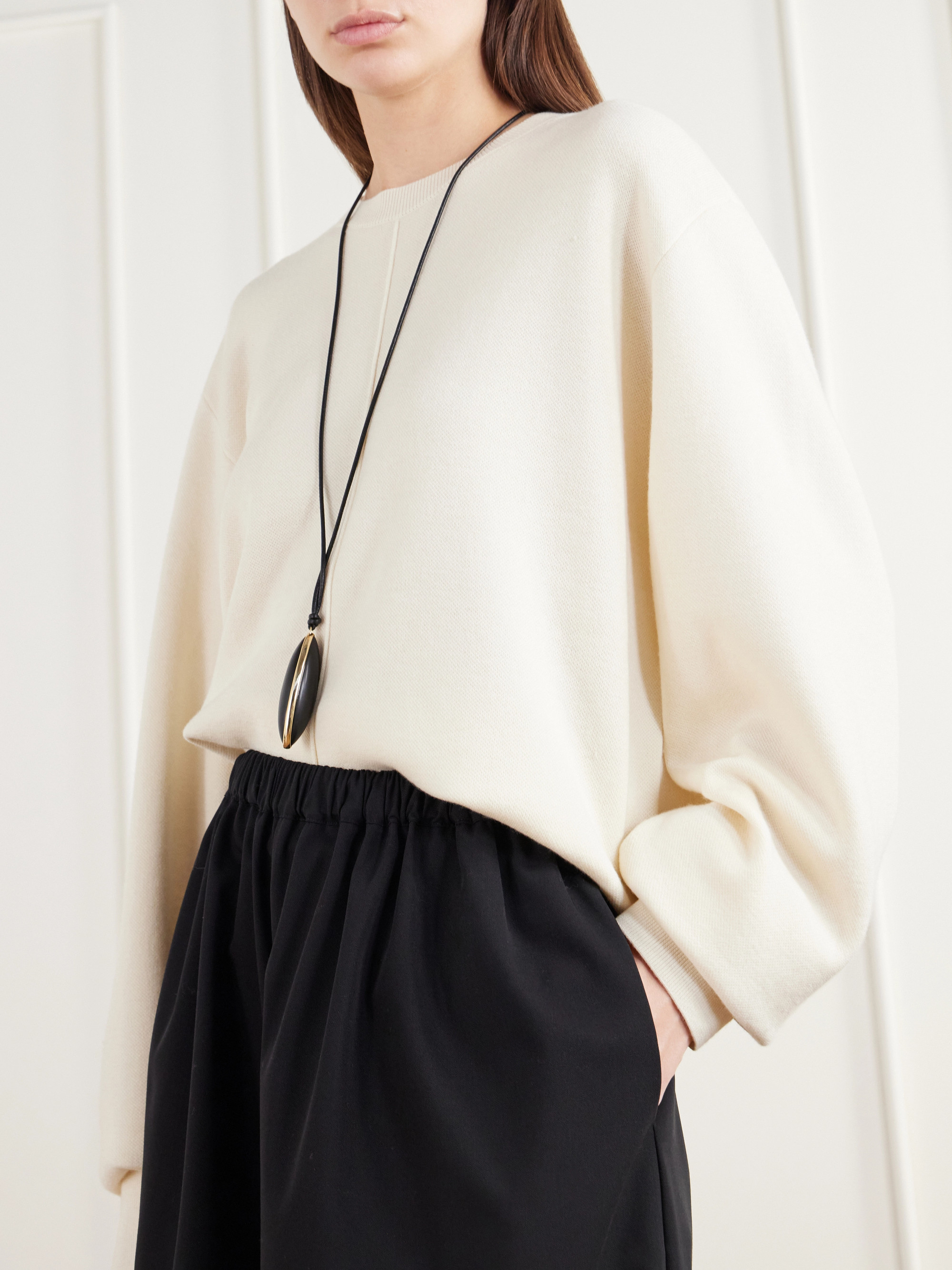 St. Agni Satin-trimmed wool-twill shorts