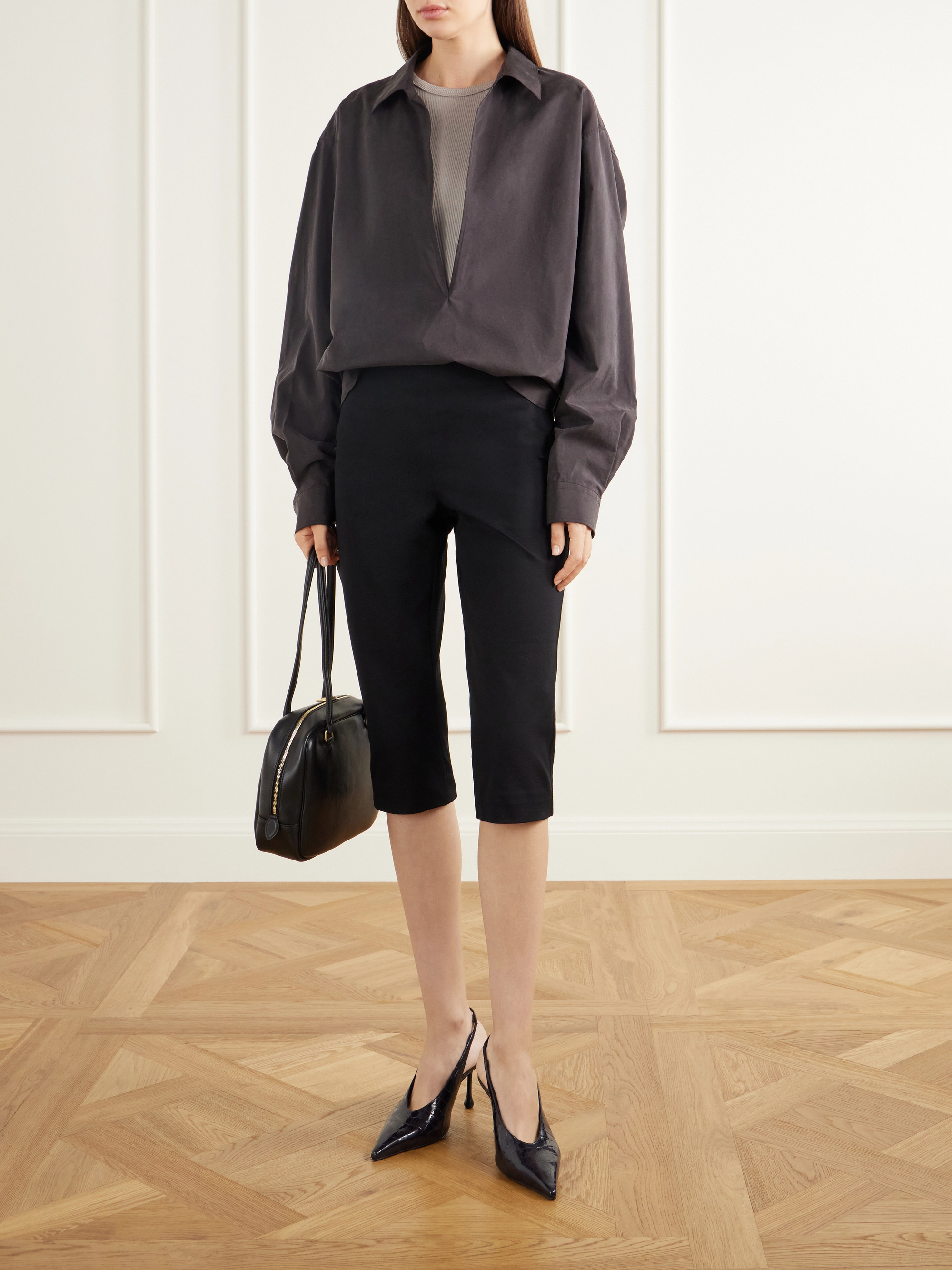 St. Agni Cotton-twill skinny capri pants