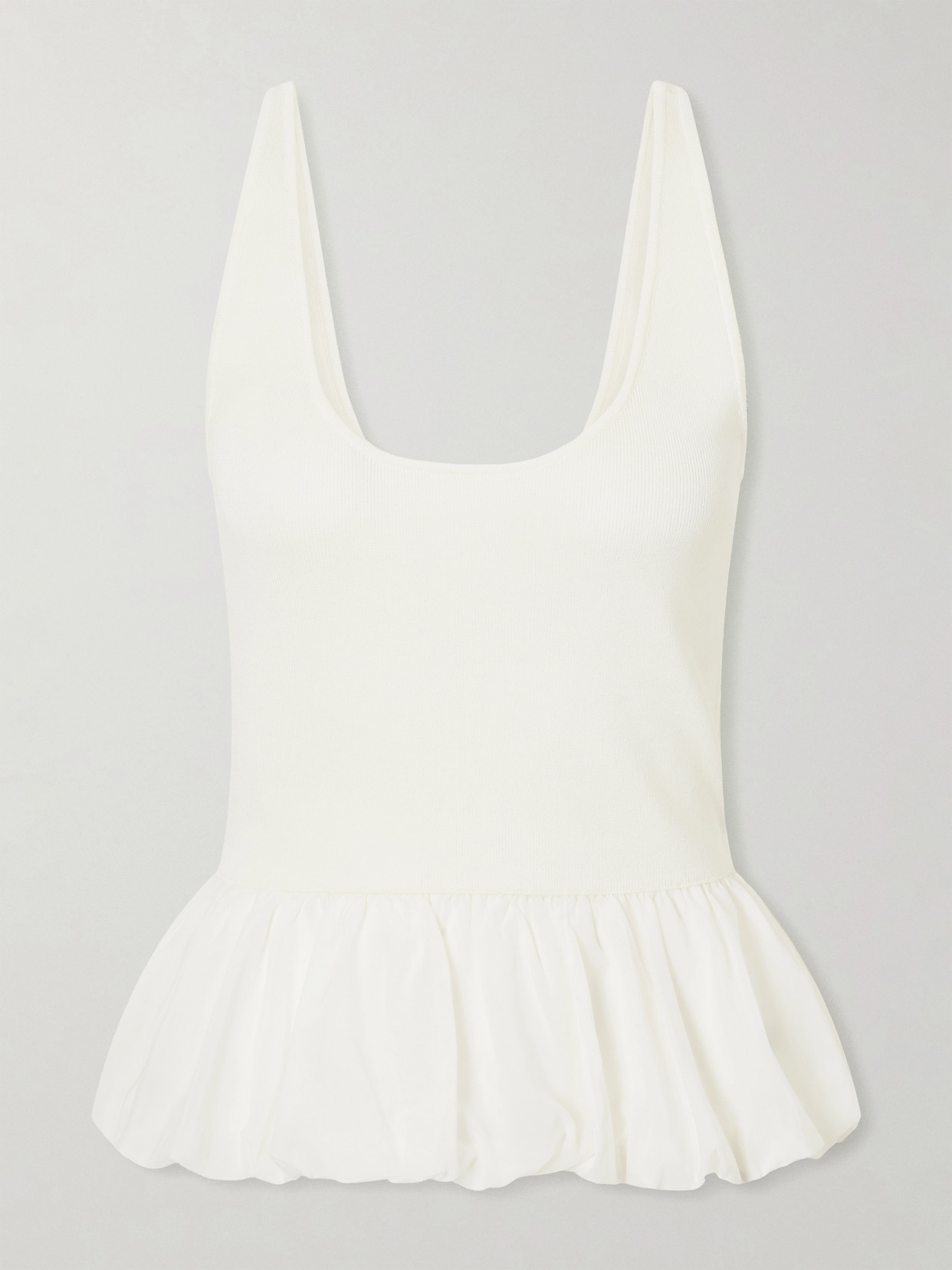 Balloon Ballet Gathered Chiffon-Trimmed Ribbed Tank