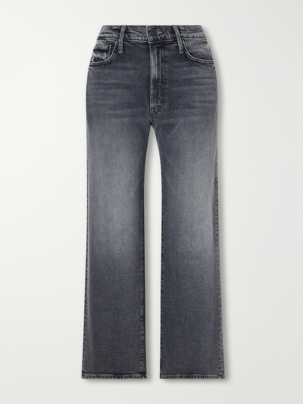 Mother The Dodger Flood Cropped Mid-rise Straight-leg Jeans In Gray
