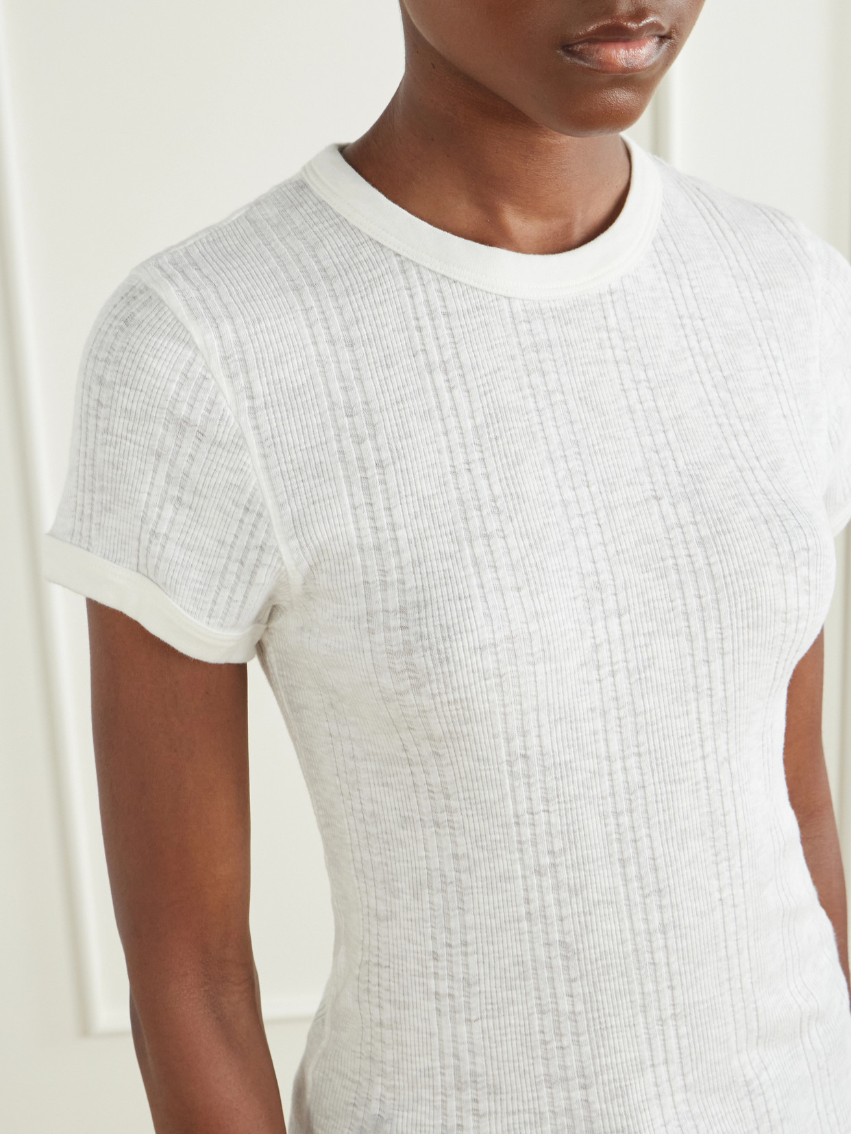The Itty Bitty Ringer Ribbed Cotton-Jersey T-Shirt
