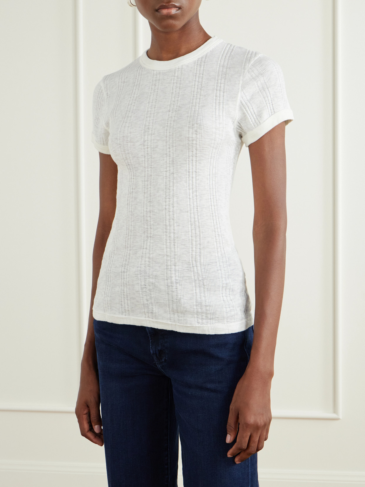 The Itty Bitty Ringer Ribbed Cotton-Jersey T-Shirt