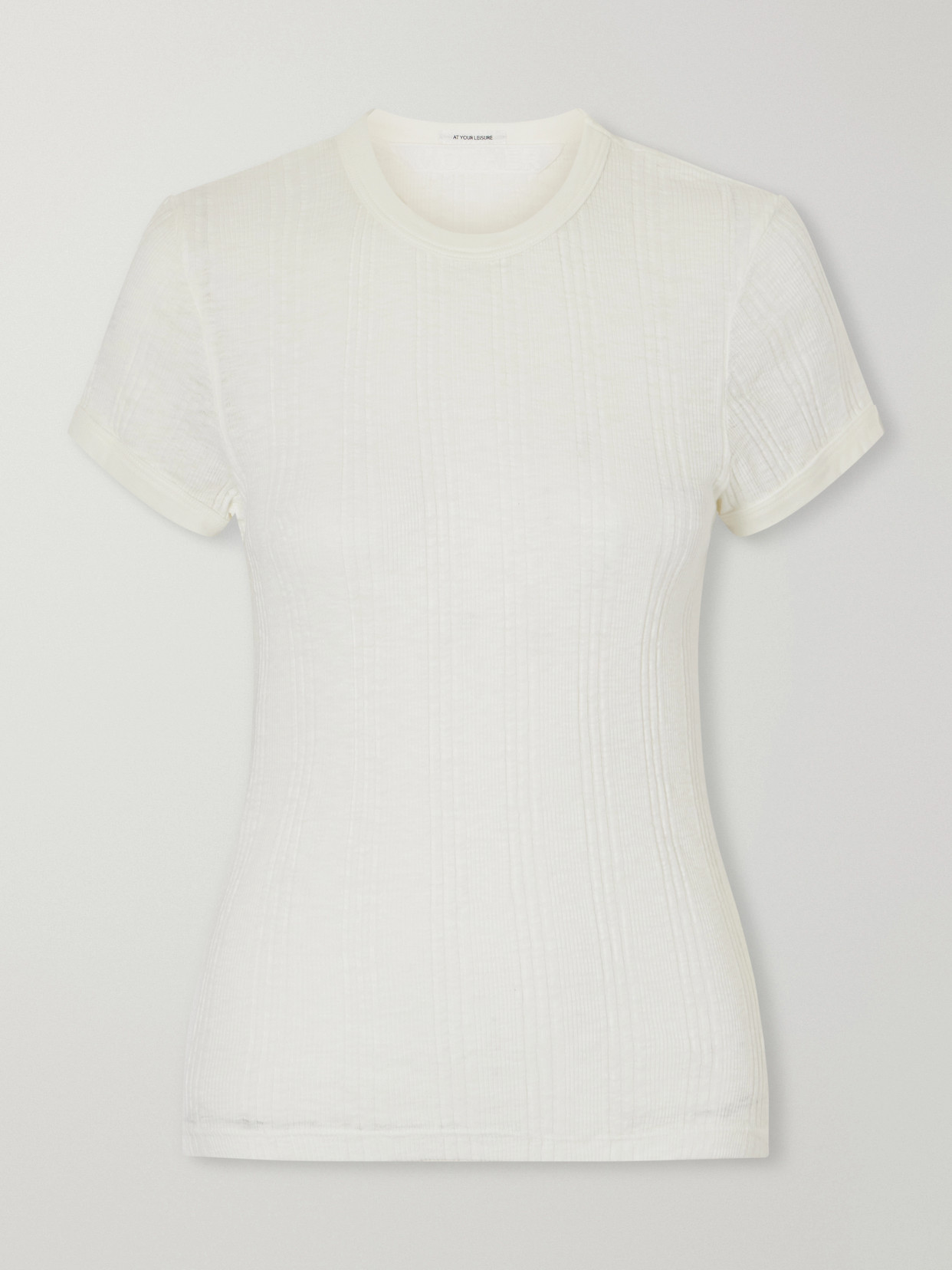 Mother The Itty Bitty Ringer Ribbed Cotton-jersey T-shirt In Neutral