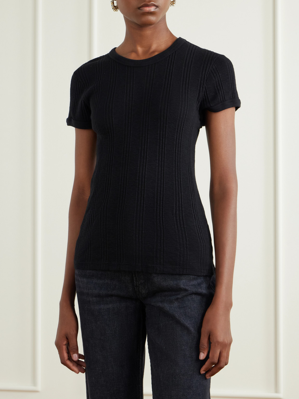 The Itty Bitty Ringer Ribbed Cotton-Jersey T-Shirt