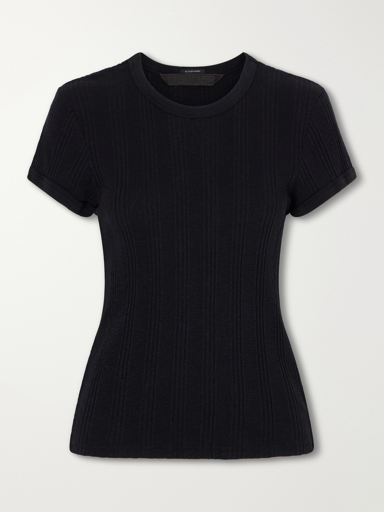 Mother The Itty Bitty Ringer Ribbed Cotton-jersey T-shirt In Black
