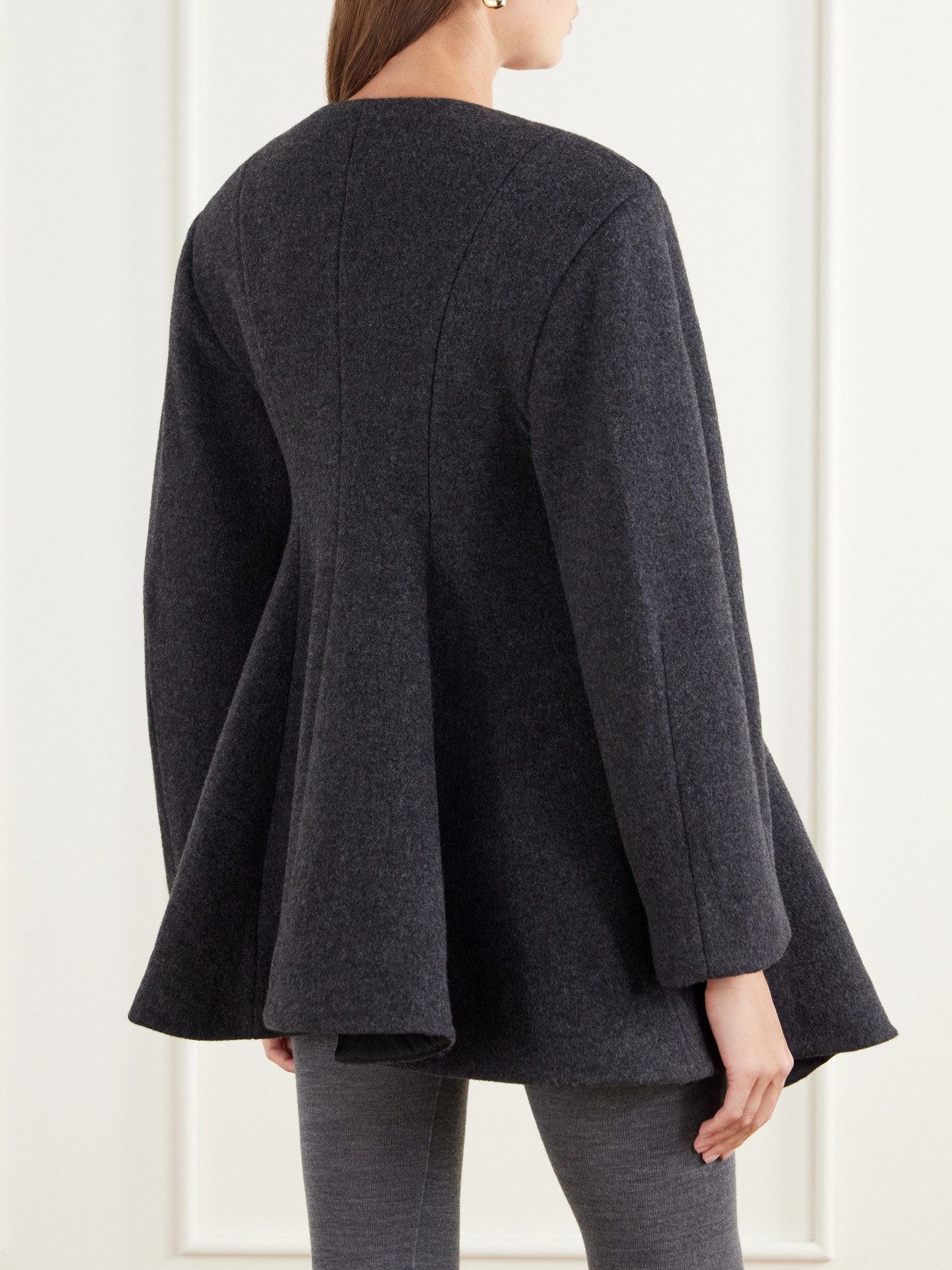 Paneled Wool-Blend Flannel Coat