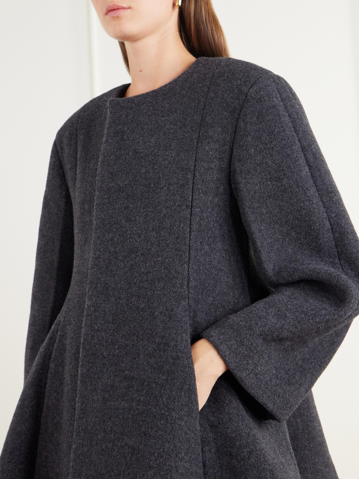 Paneled Wool-Blend Flannel Coat