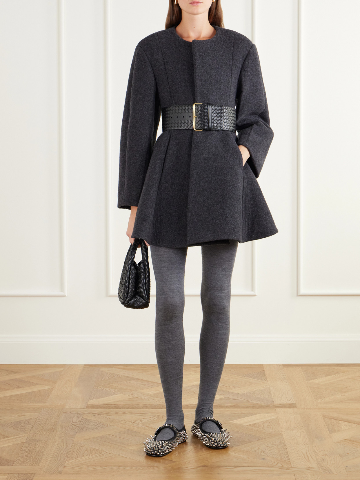 Paneled Wool-Blend Flannel Coat