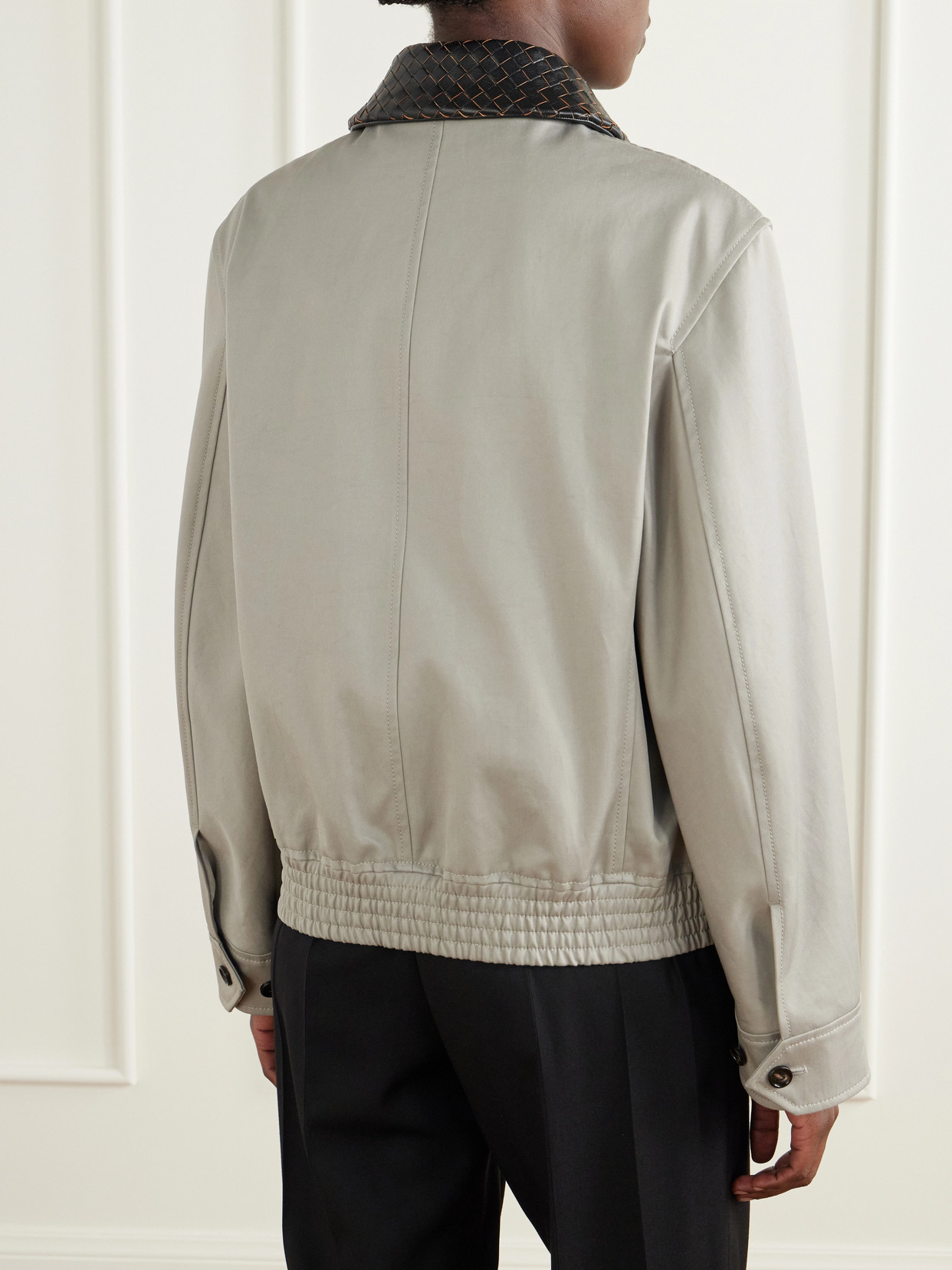 Intrecciato Leather-Trimmed Cotton Jacket