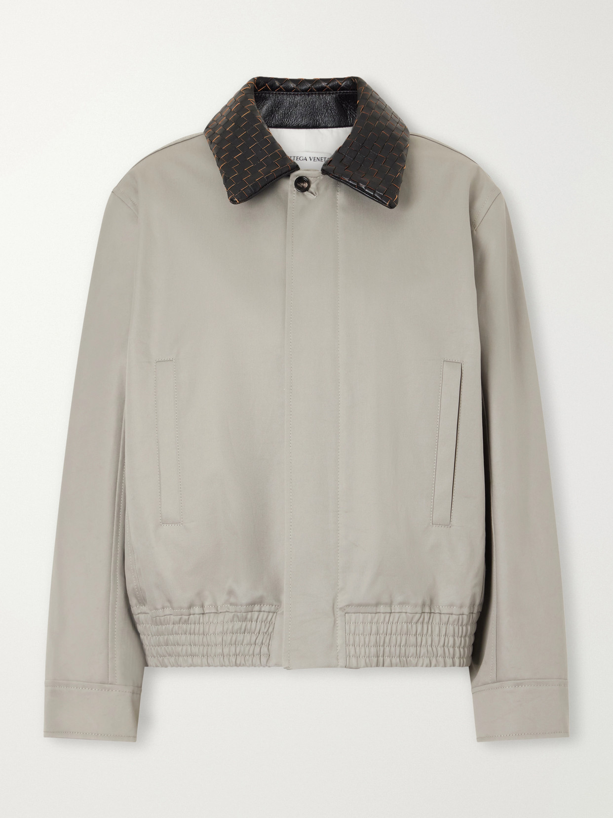 Intrecciato Leather-Trimmed Cotton Jacket