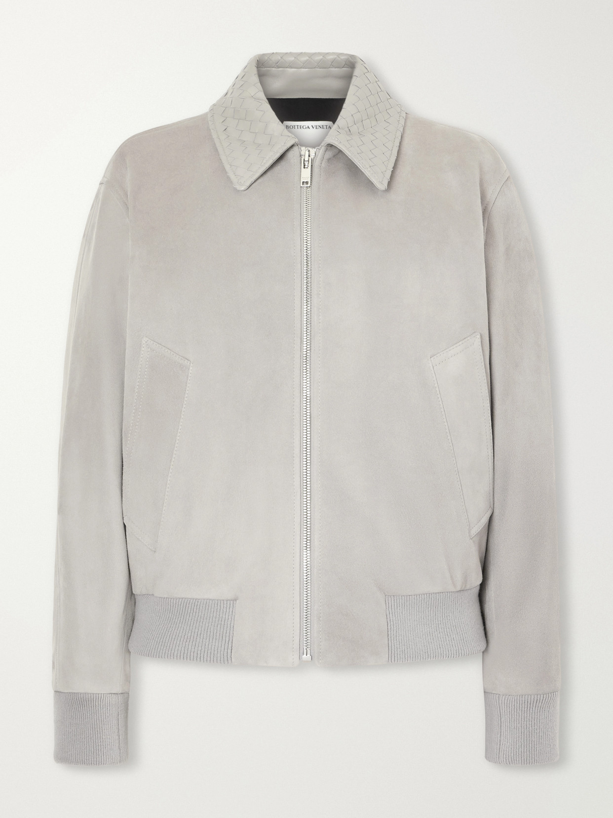Intrecciato Leather-Trimmed Suede Blouson Jacket
