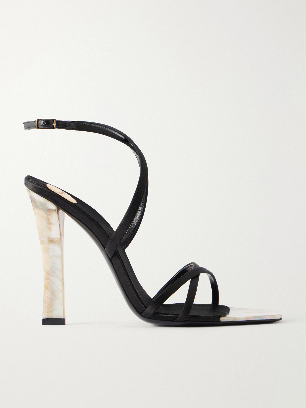 Lutetia 110 Mother-Of-Pearl And Crepe-Satin Sandals
