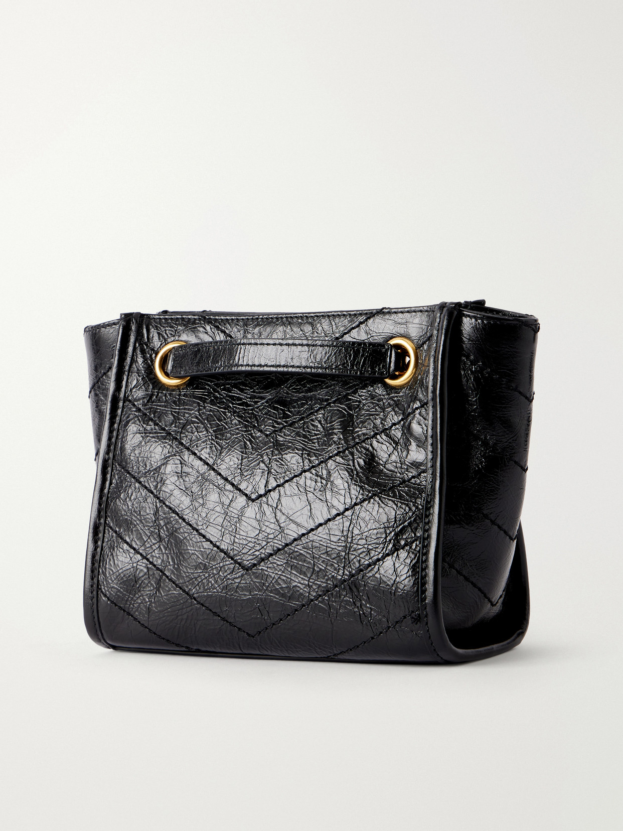 Niki Cassndre-Embellished Matelassé Crinkled-Leather Shoulder Bag