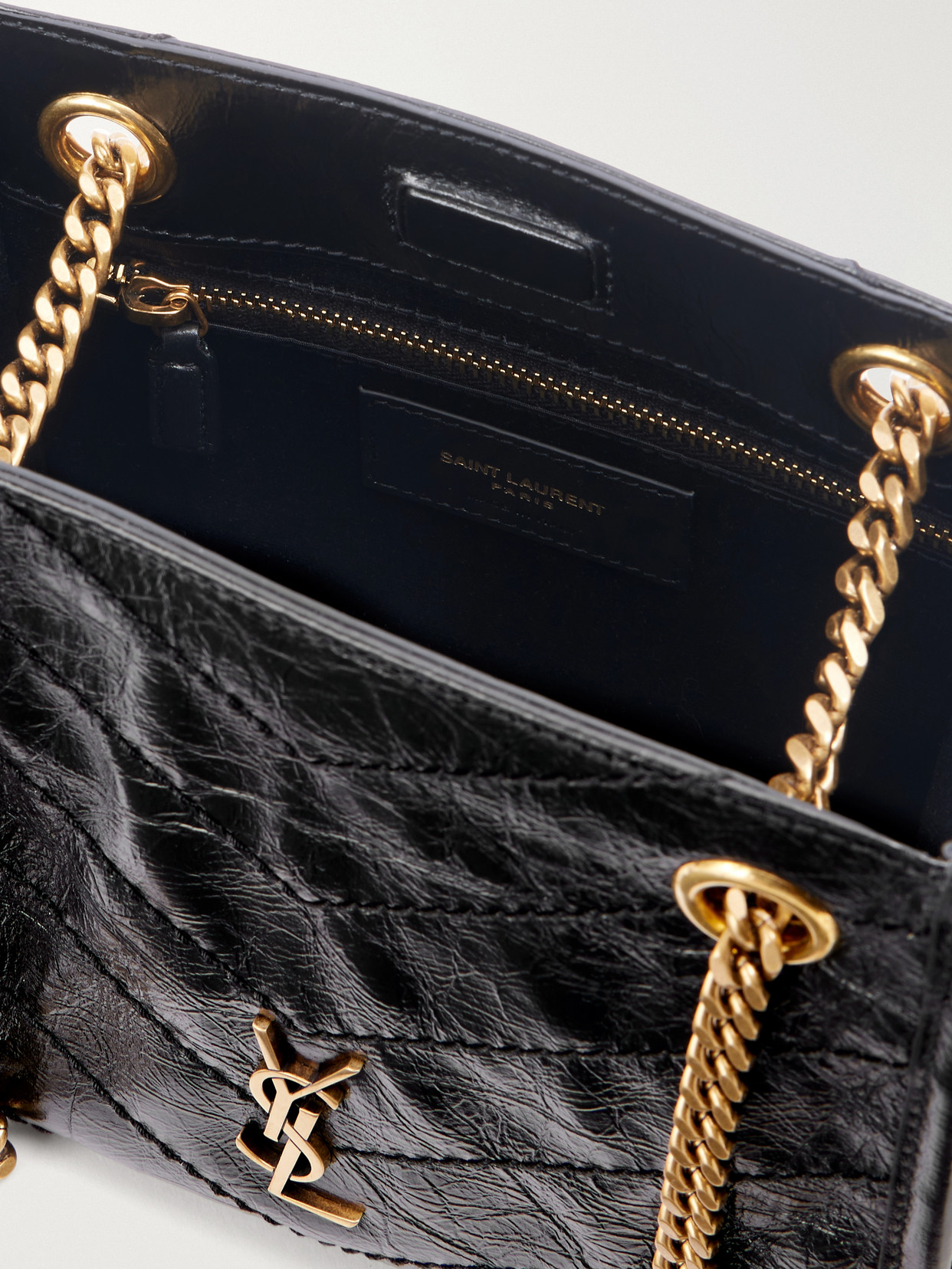 Niki Cassndre-Embellished Matelassé Crinkled-Leather Shoulder Bag