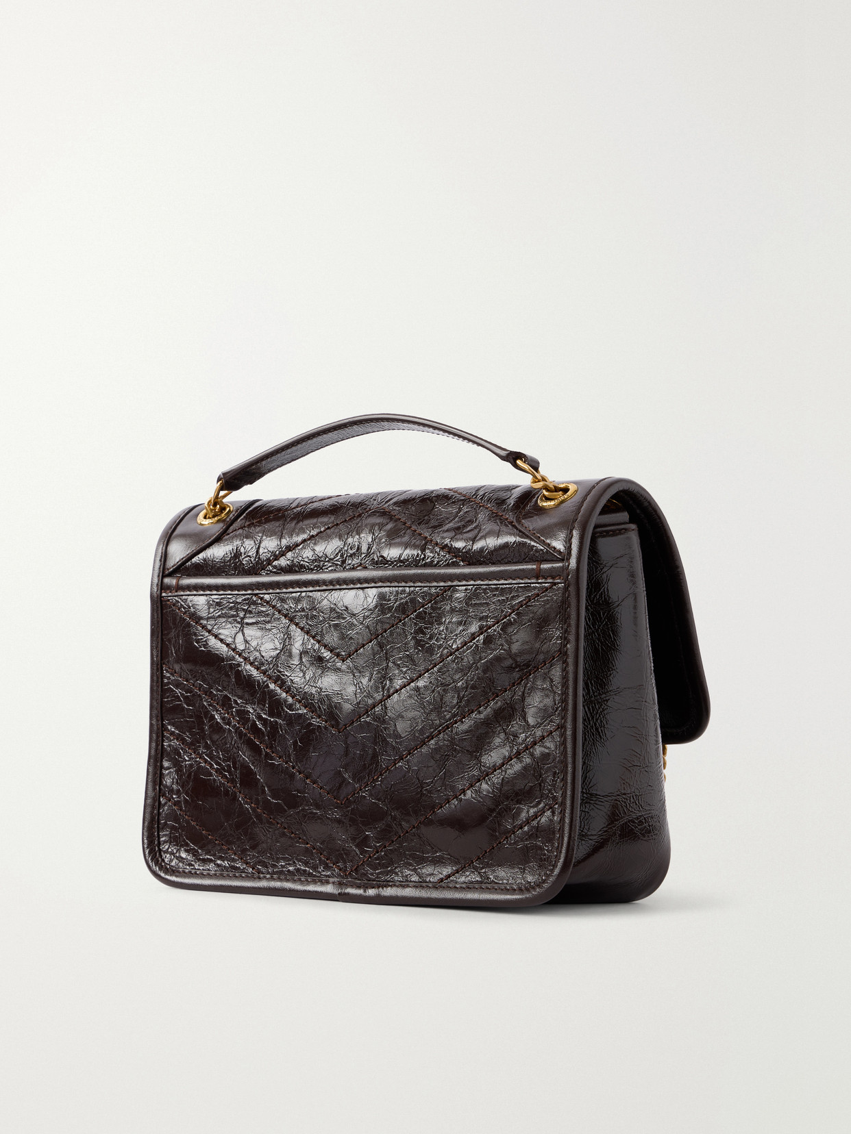 Baby Niki Cassandre-Embellished Quilted Crinckled-Leather Shoulder Bag