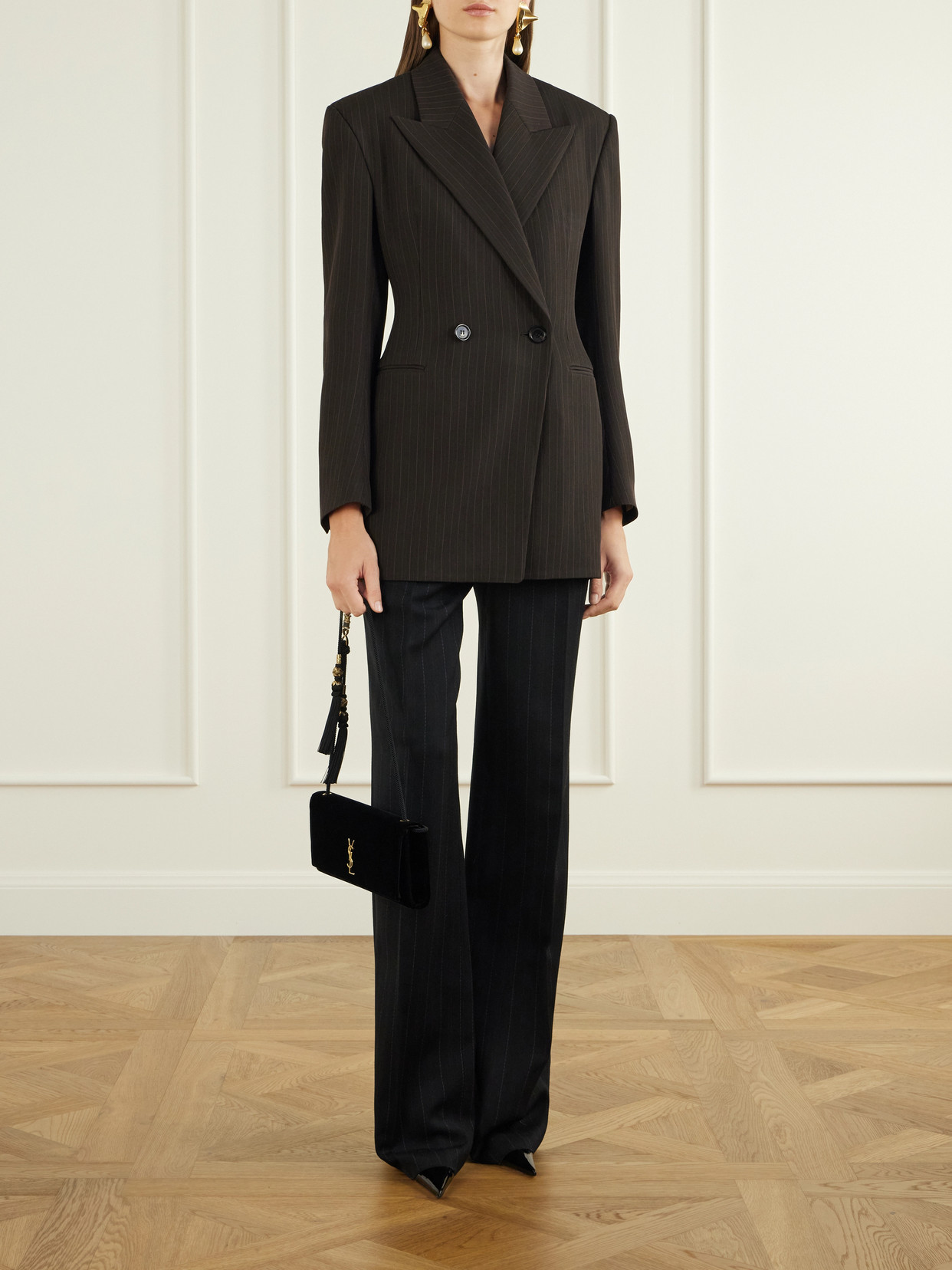 Kate Cassandre-Embellished Tasseled Velvet Shoulder Bag