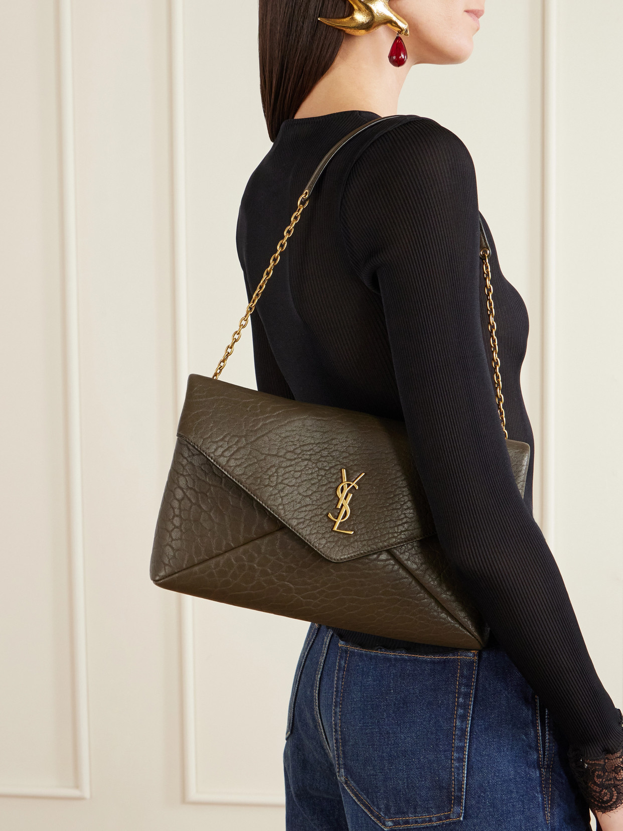 Cassandre Textured-Leather Shoulder Bag