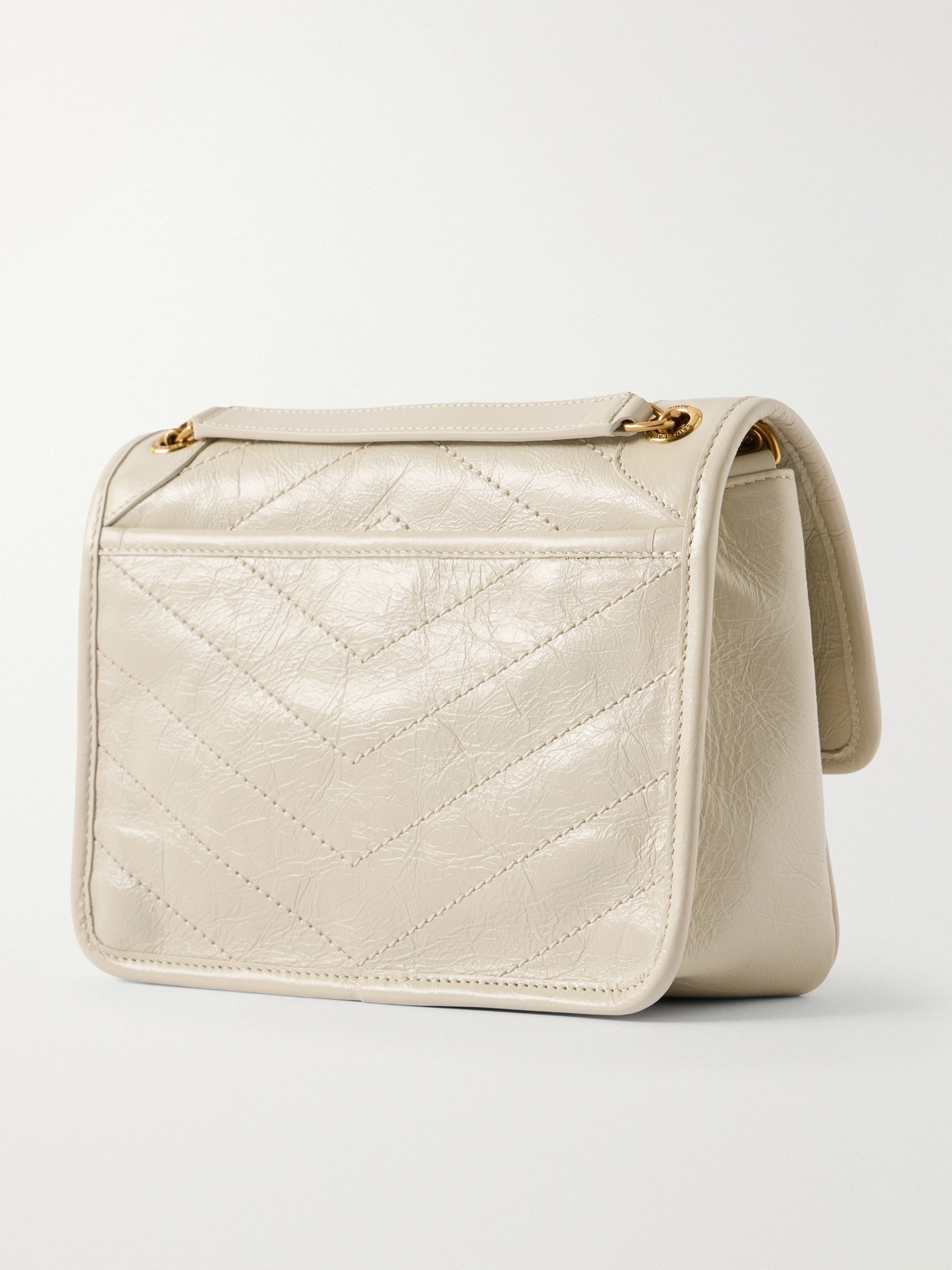 Baby Niki Cassandre-Embellished Quilted Crinckled-Leather Shoulder Bag
