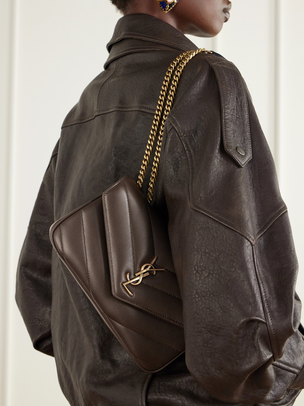 Loulou Small Cassandre-Embellished Matelassé Shoulder Bag