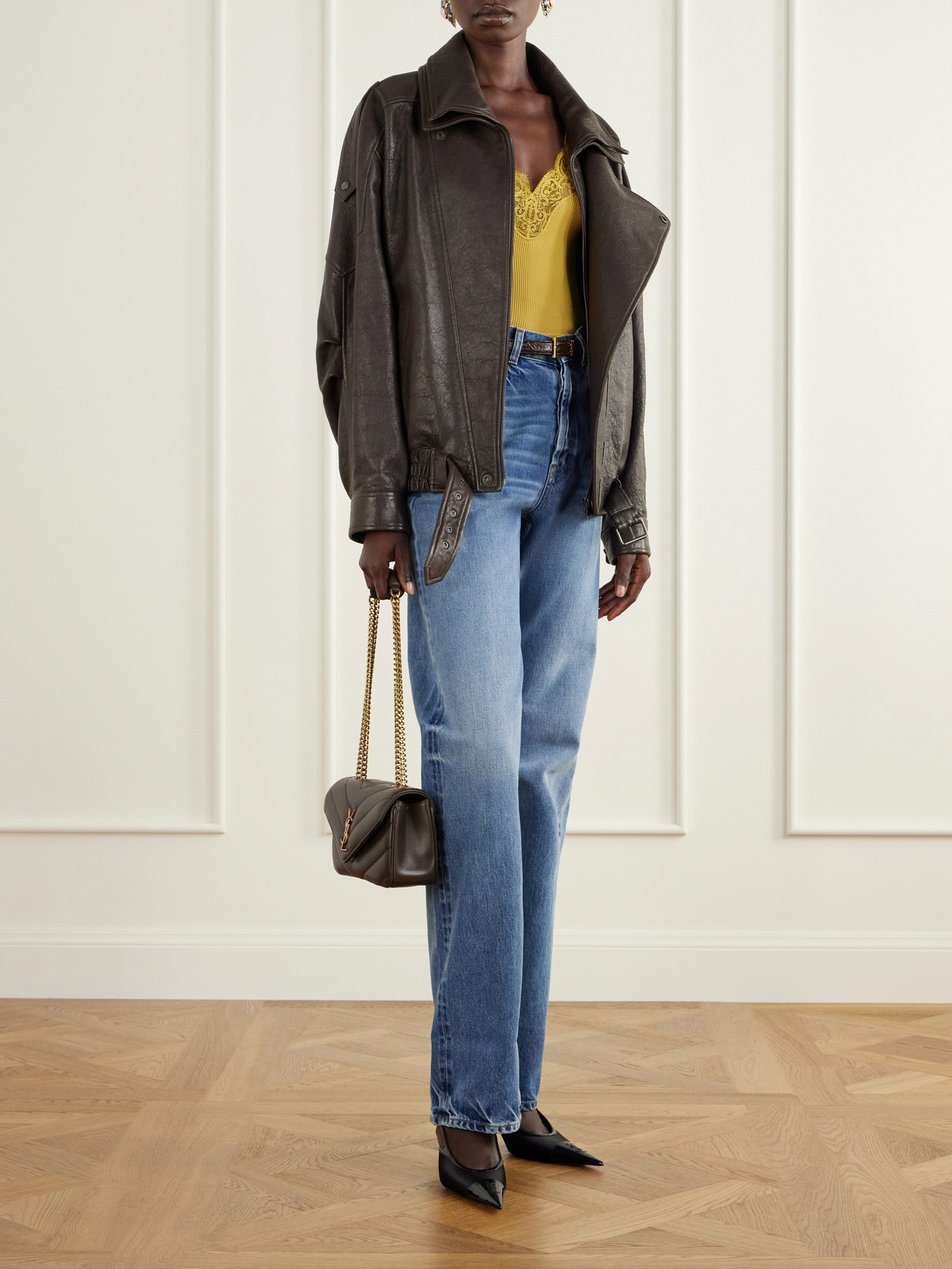 Loulou Small Cassandre-Embellished Matelassé Shoulder Bag