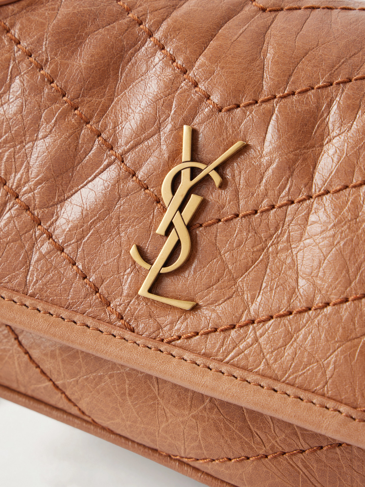 Niki Mini Cassandre-Embellished Crinkled-Leather Shoulder Bag