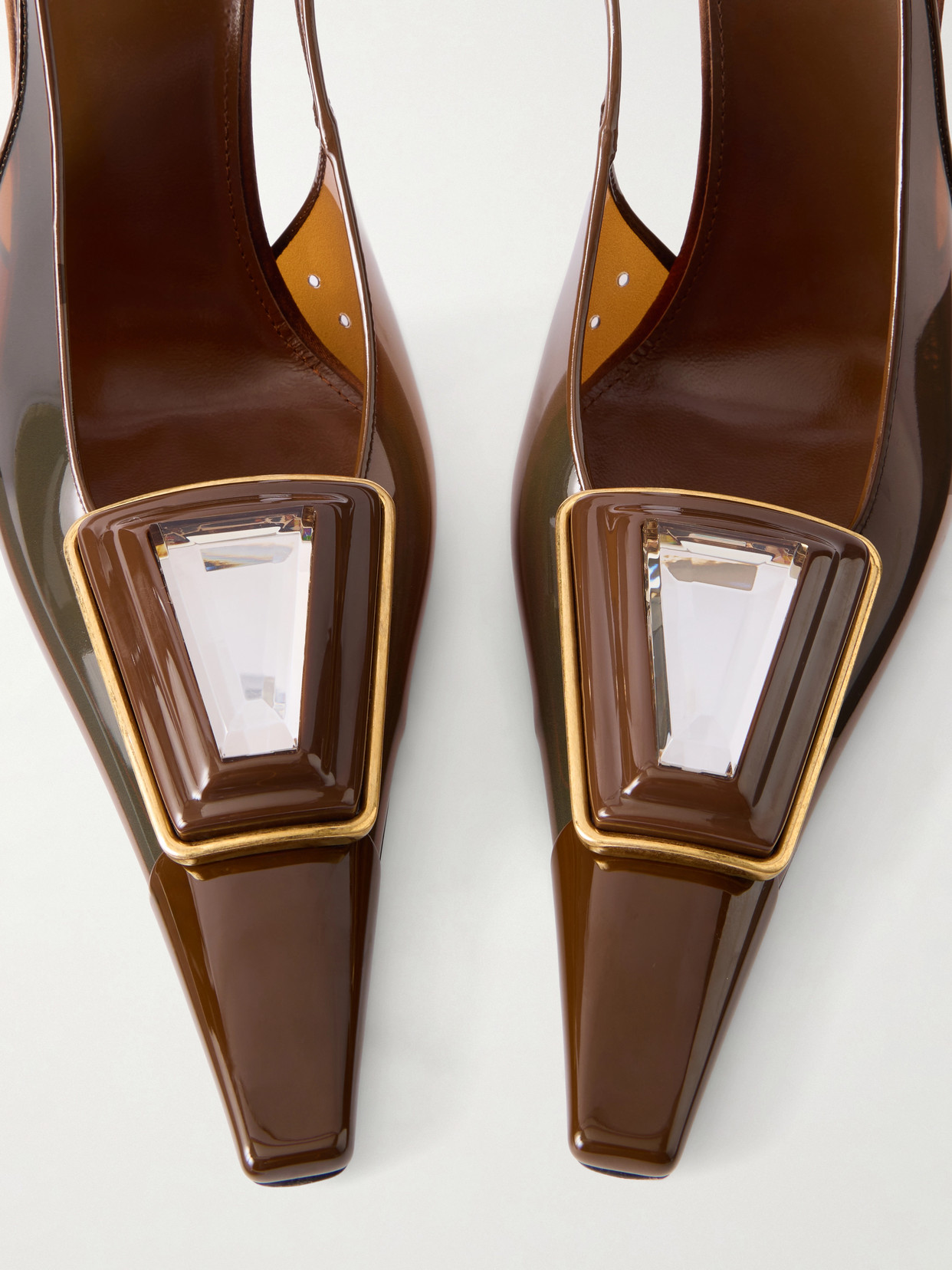 Sibyl 110 Embellished Patent-Leather Trimmed Rubber Slingback
