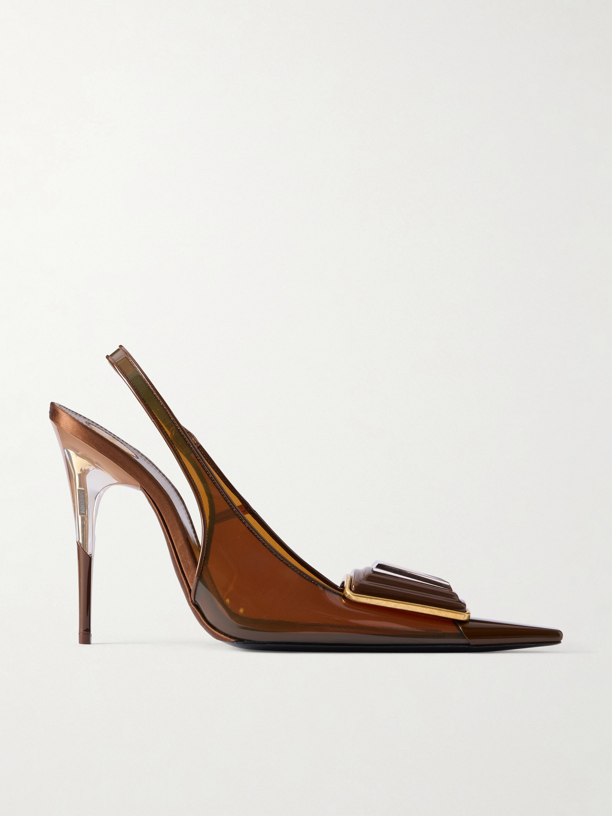 Sibyl 110 Embellished Patent-Leather Trimmed Rubber Slingback