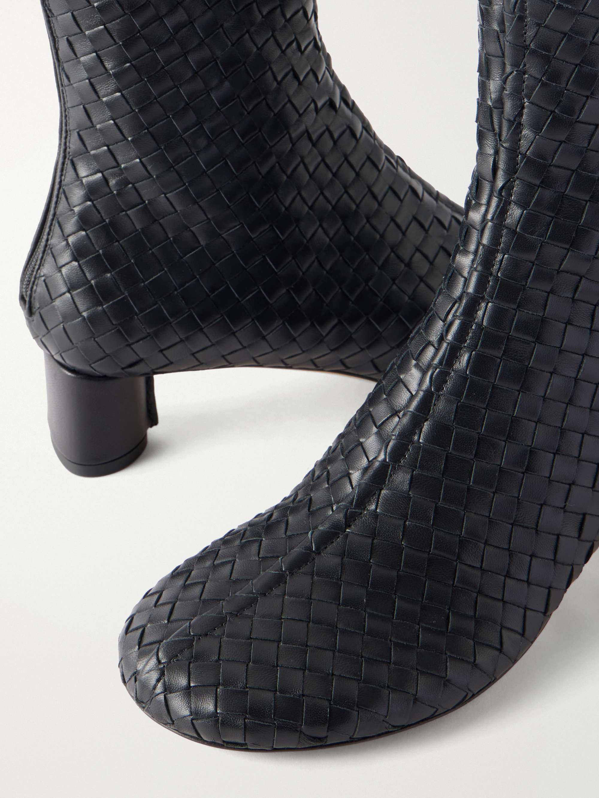 Black Cherry 45 Intrecciato leather ankle boots | BOTTEGA VENETA