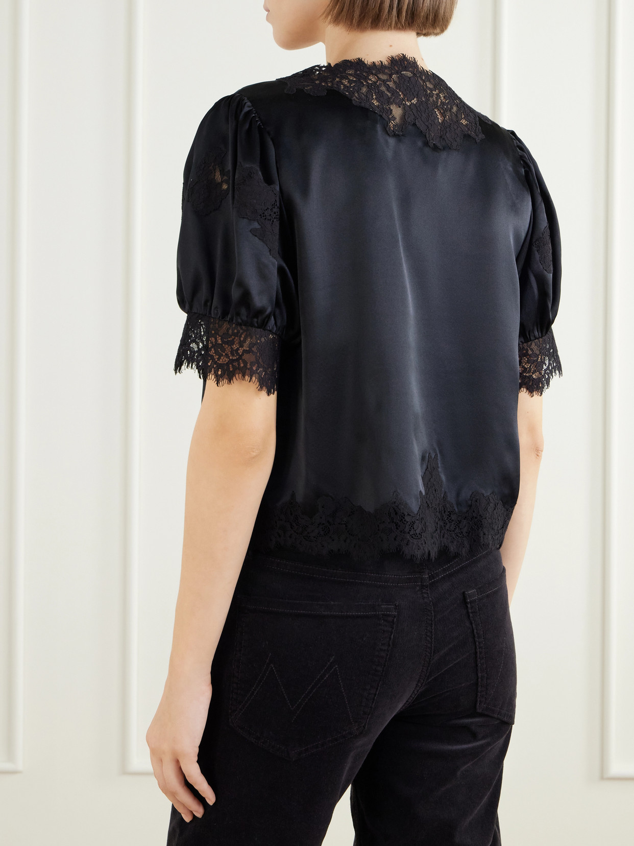 Dôen - Idella Lace-Trimmed Silk-Satin Blouse