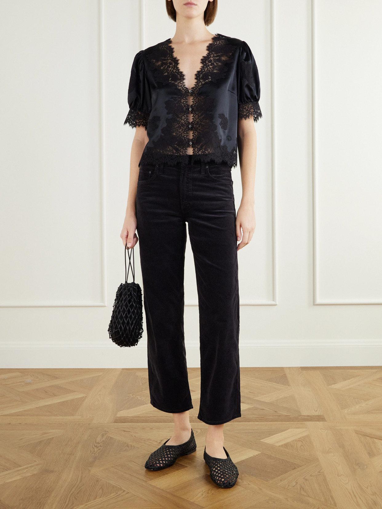 Dôen - Idella Lace-Trimmed Silk-Satin Blouse