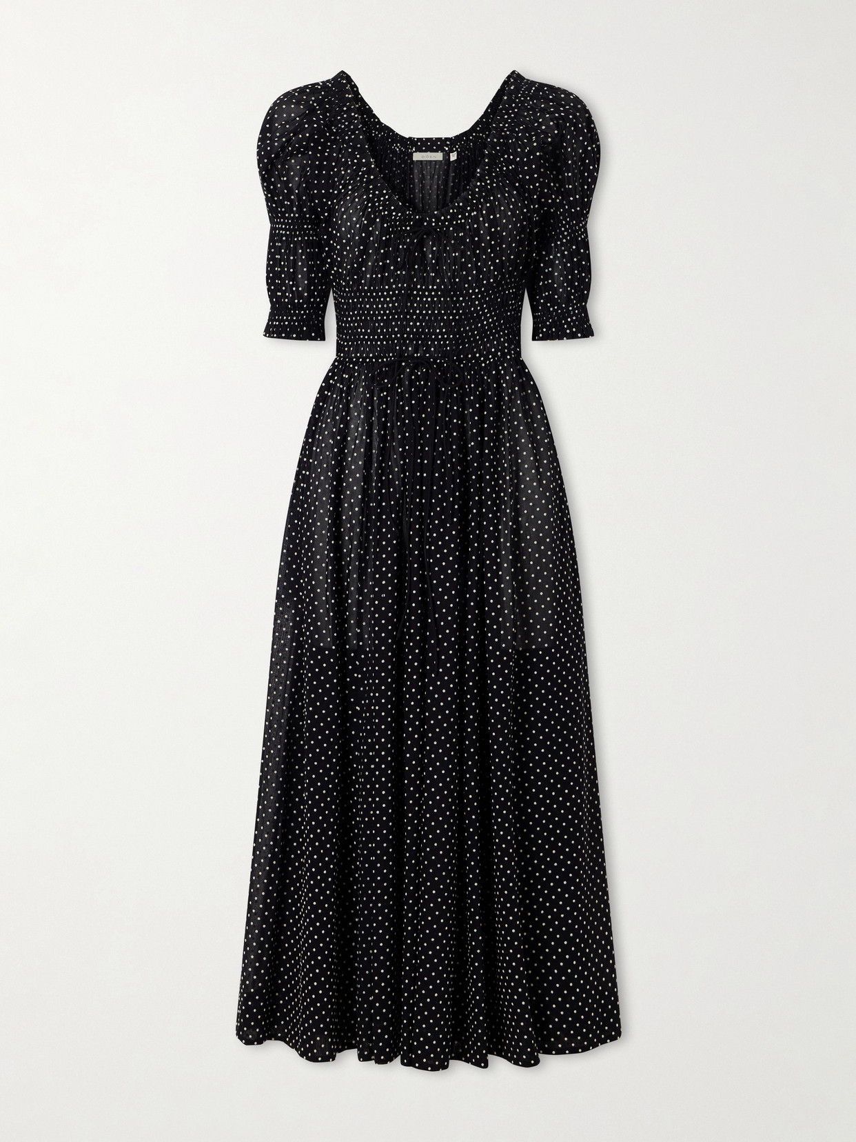 Doen Ischia Polka-dot Organic Cotton-voile Midi Dress In Multi