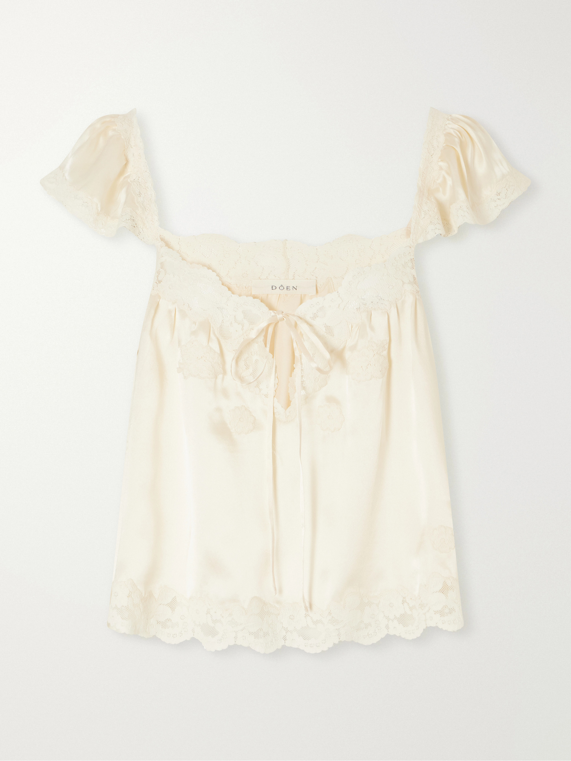 Dôen Rosalee lace-trimmed silk-satin top