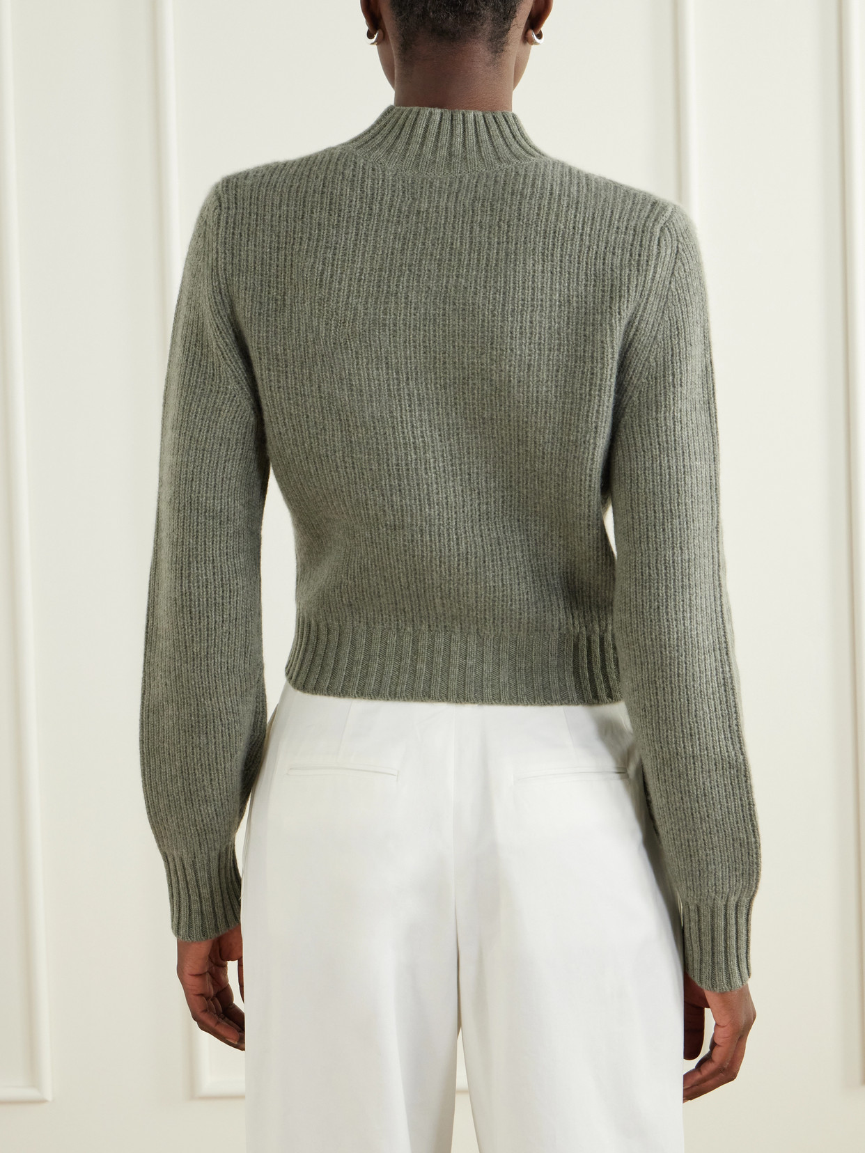 Chiba Ribbed Cropped Cashmere Turtleneck Sweater