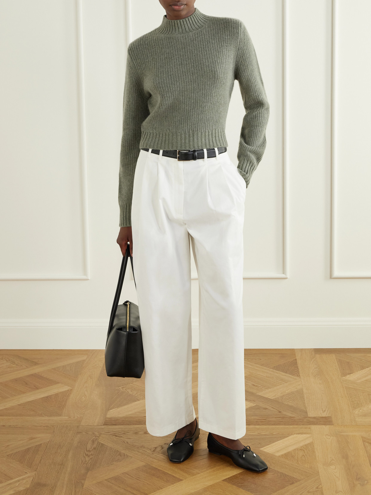 Chiba Ribbed Cropped Cashmere Turtleneck Sweater