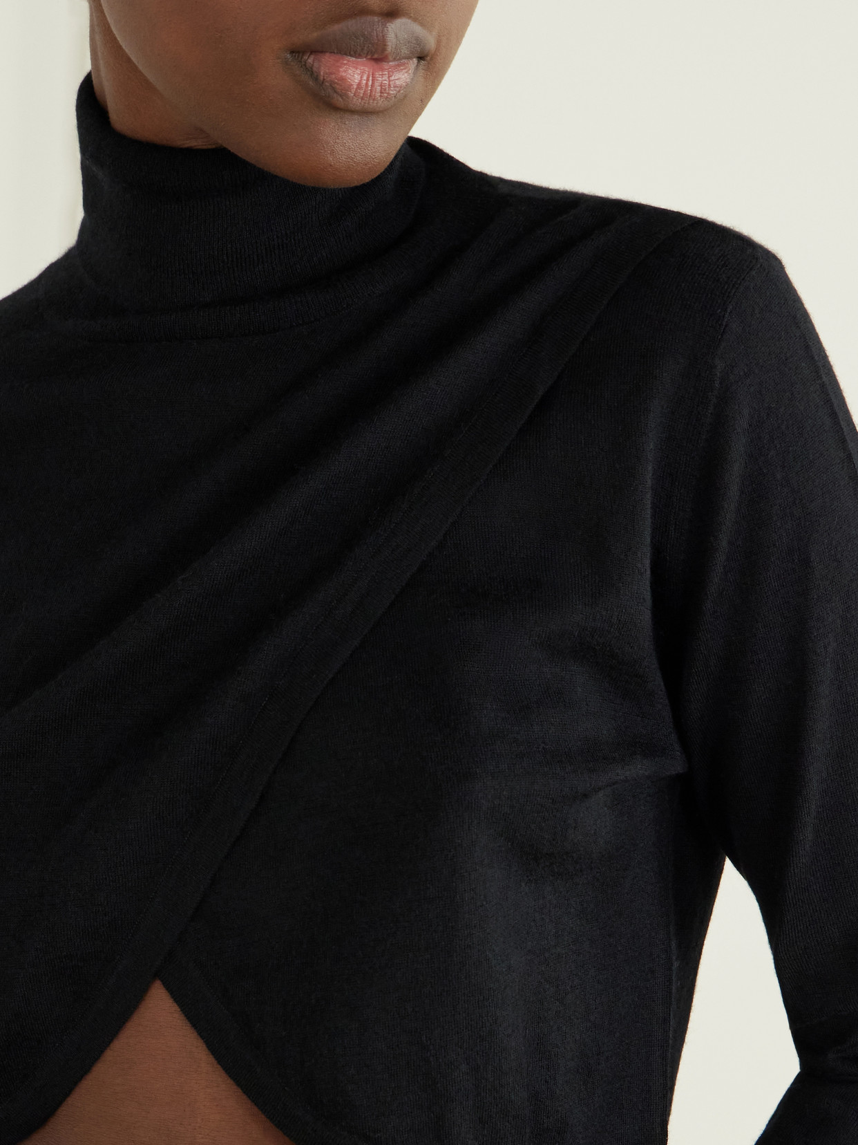 Arrone Cropped Cut-Out Cashmere Turtleneck Sweater