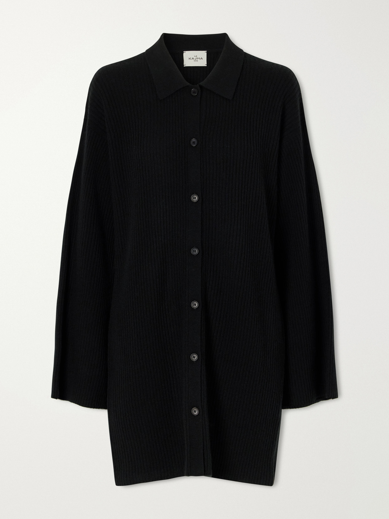 Le Kasha Godda Ribbed Cashmere Mini Dress In Black