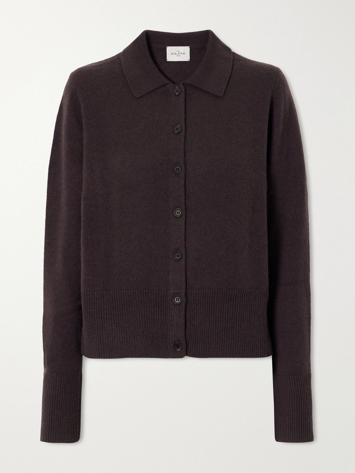 Le Kasha Fraga Ribbed Cashmere Cardigan In Brown