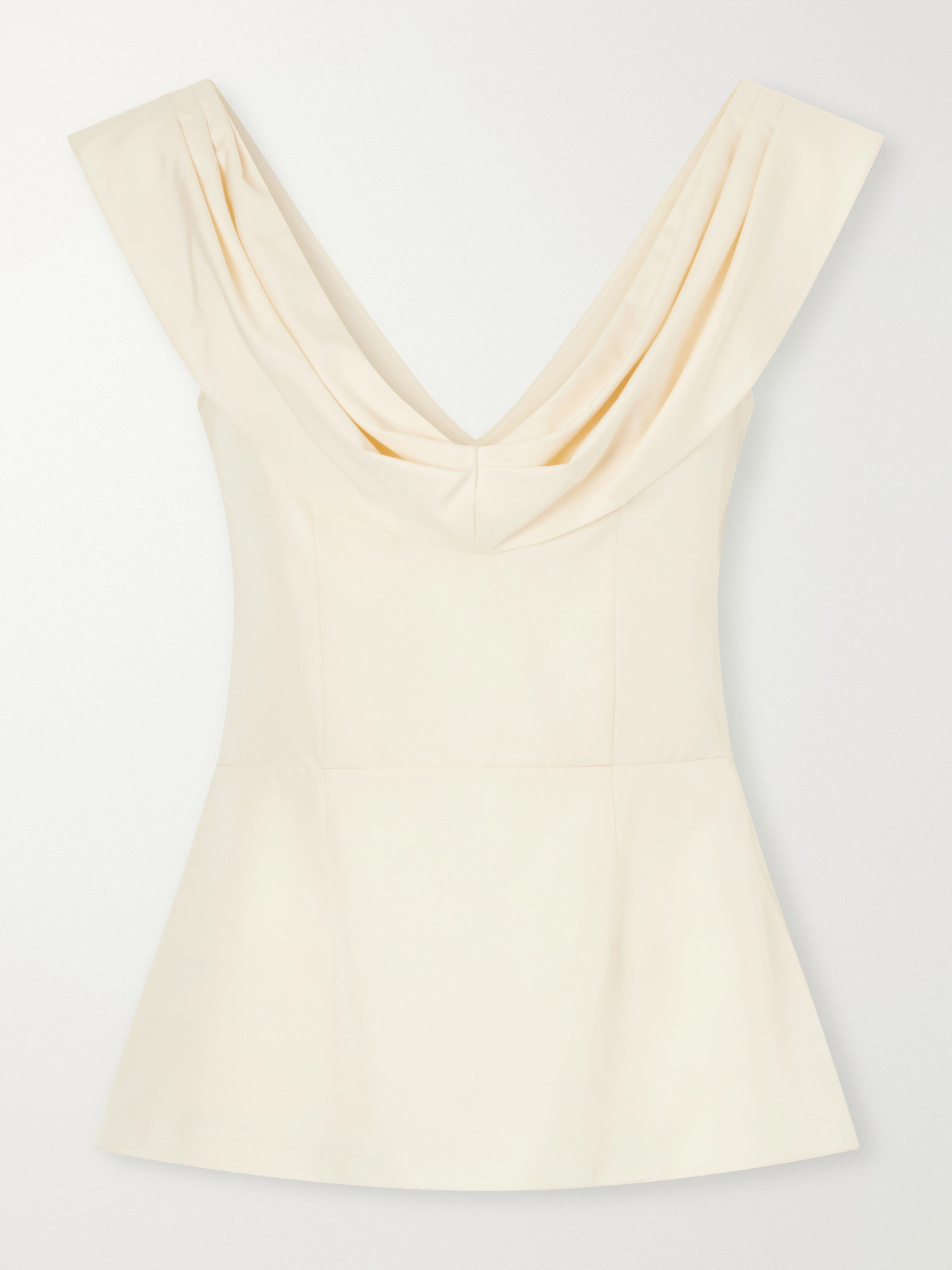 Colleen Allen Draped Silk-poplin Blouse In Neutrals