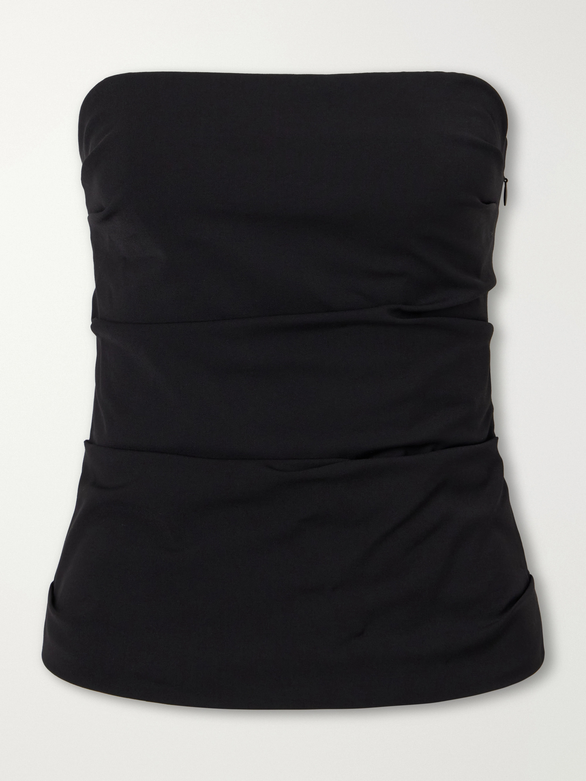 COLLEEN ALLEN Strapless gathered stretch wool-blend tank