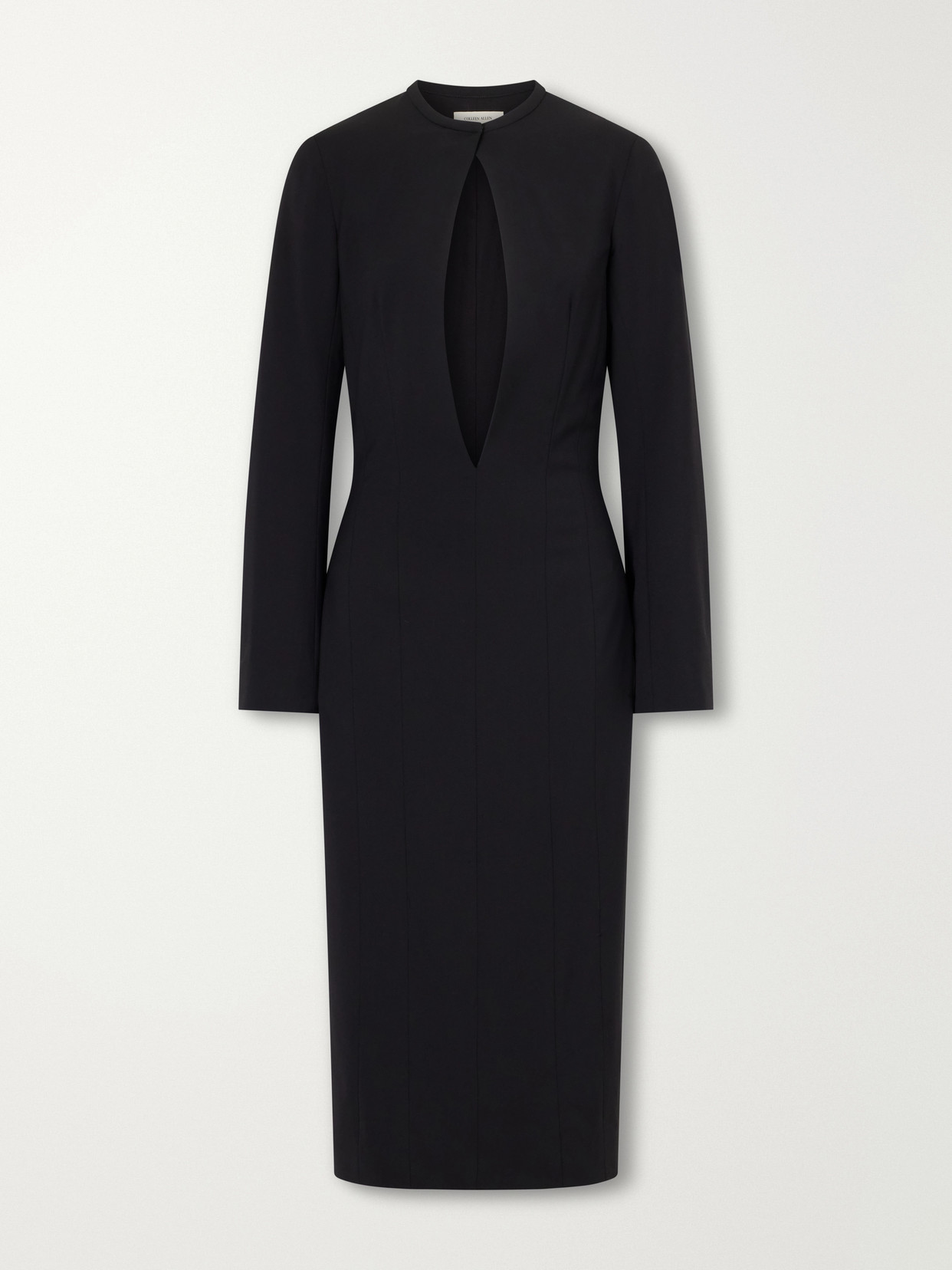 Colleen Allen Cut-out Stretch Wool-blend Midi Dress In Black